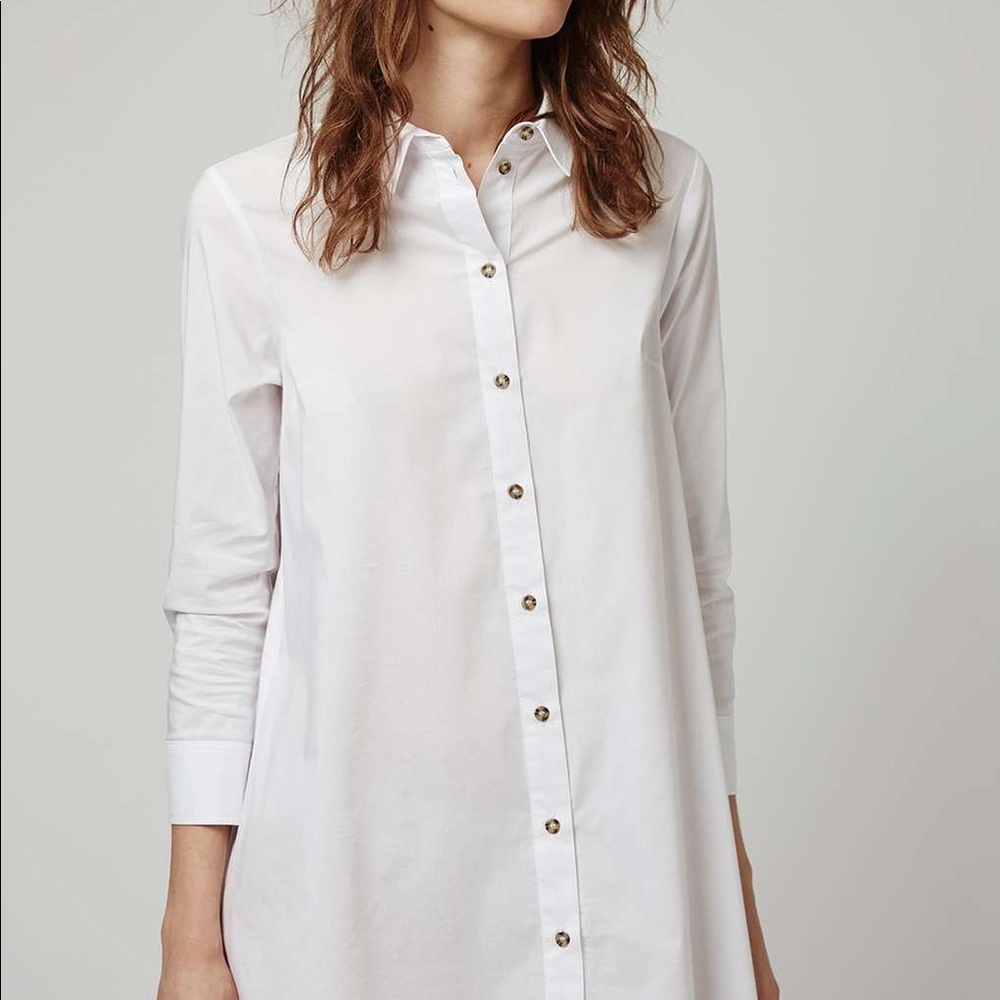 Top shop white A-line shirt dress with pockets